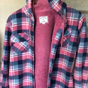Willow & Pine Cozy Sherpa Plaid Button Down Shacket